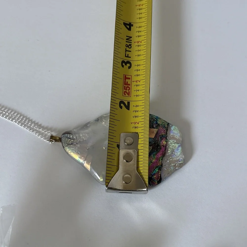 Artisan Dichroic Glass Shimmer Kaleidoscope Pendant Necklace